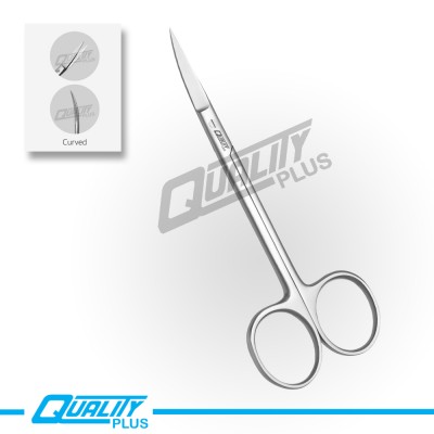 Gum scissors, WAGNER, 11.5 cm, sharp-sharp, angled Serrated Curved