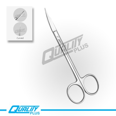 Gum scissors, GOLDMANN-FOX, 12,5 cm, Serrated sharp-sharp, curved