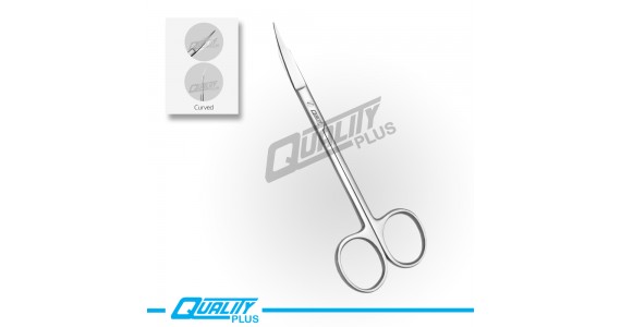 Gum scissors, GOLDMANN-FOX, 12,5 cm, Serrated sharp-sharp, curved