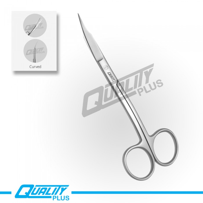 Gum scissors, GOLDMANN-FOX, 13,5 cm, sharp-sharp, S-shape Serrated Curved