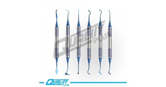 Dental Composite Non Stick Filling Instruments Hollow Handle BLUE PLASMA COATED 6 Pcs Set